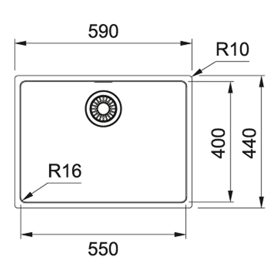 FRANKE MRX 110-55 (122.0553.947) Maris 不銹鋼 檯底 單星盆 590x440mm 銀色