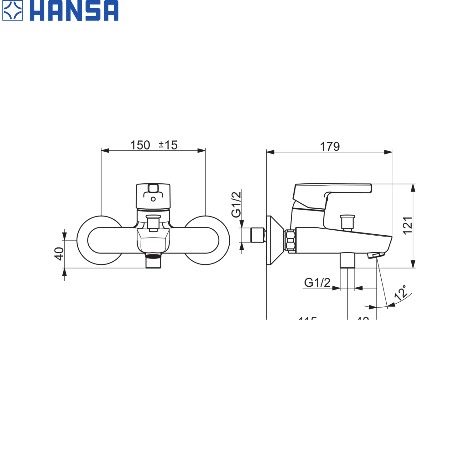 HANSA Paleno 鉻色浴缸龍頭