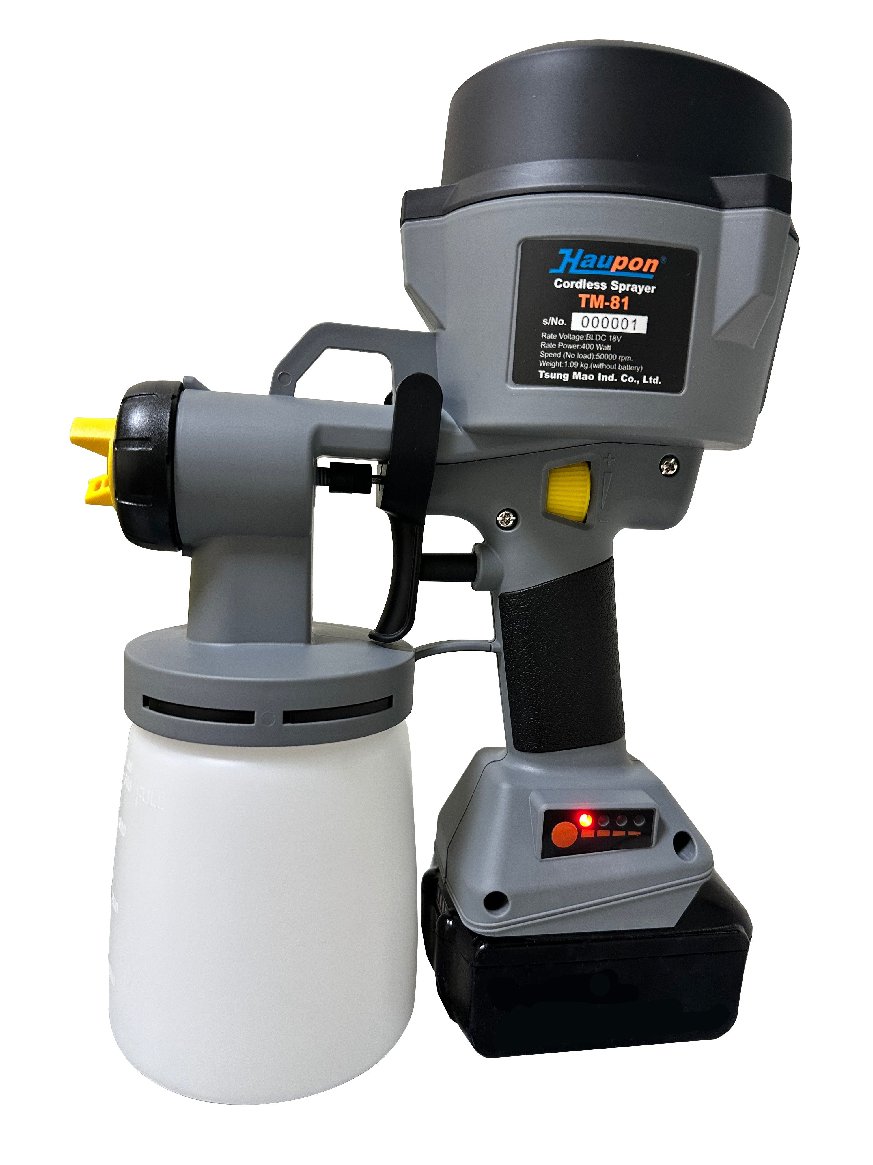Haupon TM-81 HVLP 18V無刷鋰電充電式噴漆槍 (淨機)